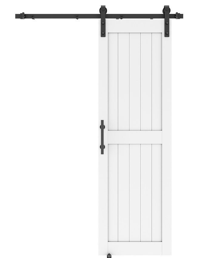 26in x 84in Knocked down version H style white wooden barn door,DIY Assembly