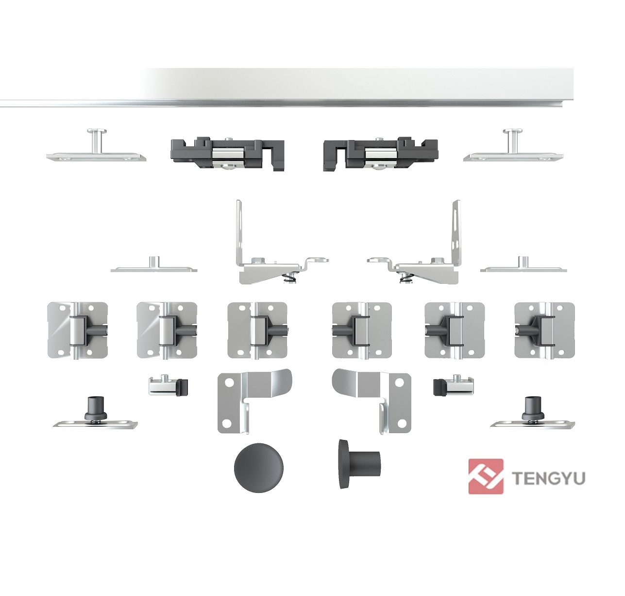 Tengyu Bi-folding Door Hardware Kit for Closet and Wardrobe, Interior Sliding Door System