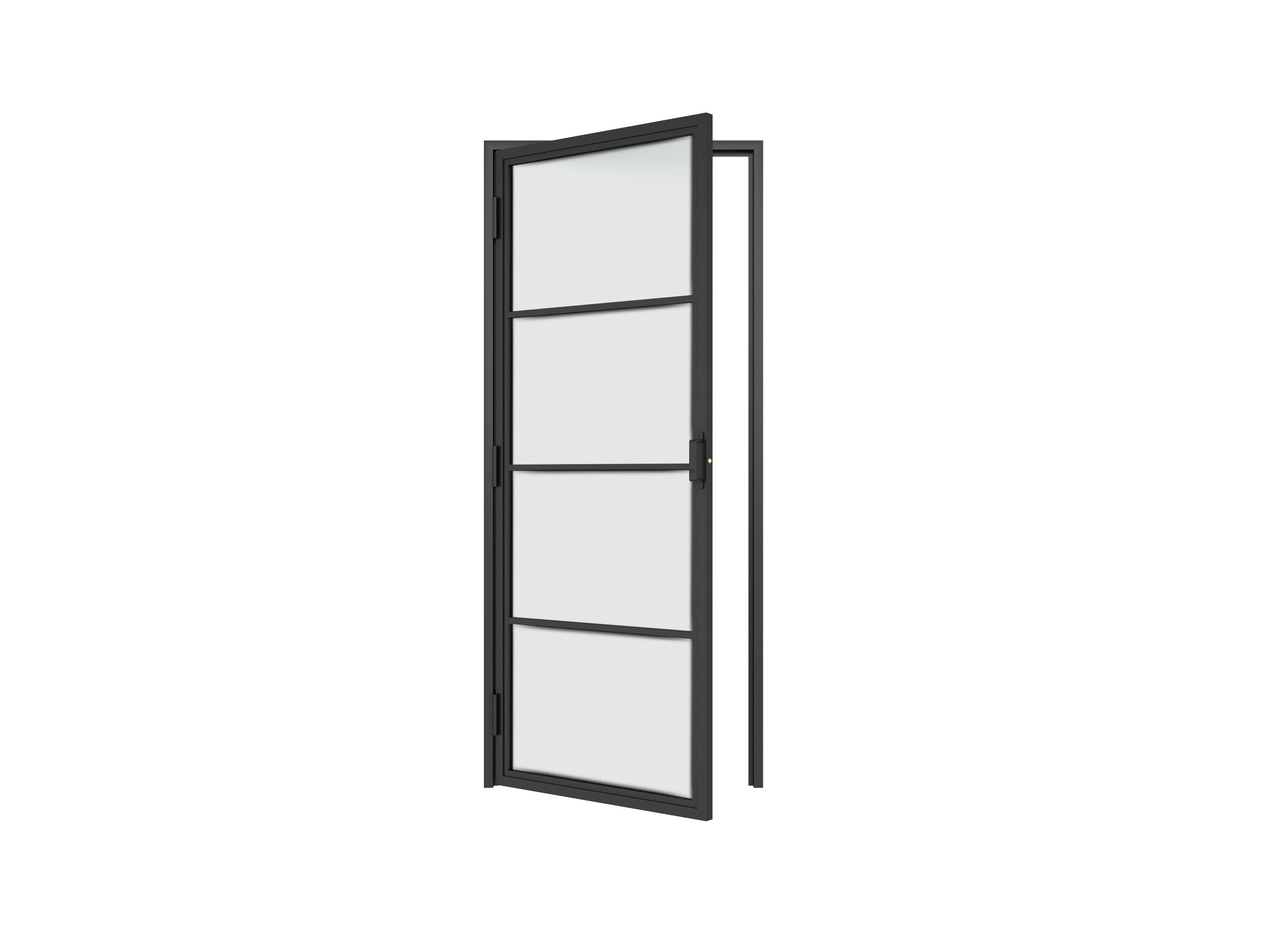 Loft Style 4 lites Kitchen Stainless Steel Glass Swing Doors With Handles