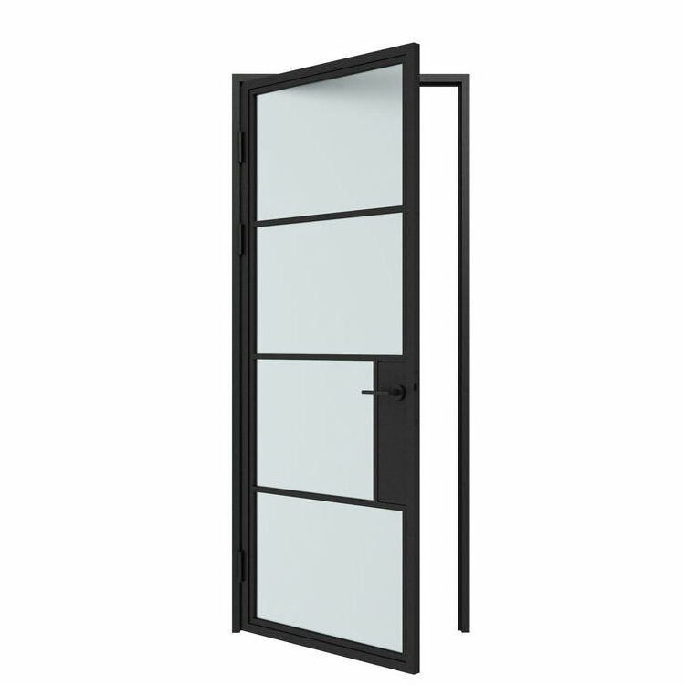 Kitchen Swing Door 4 Lite  Black Steel Frame with Glass