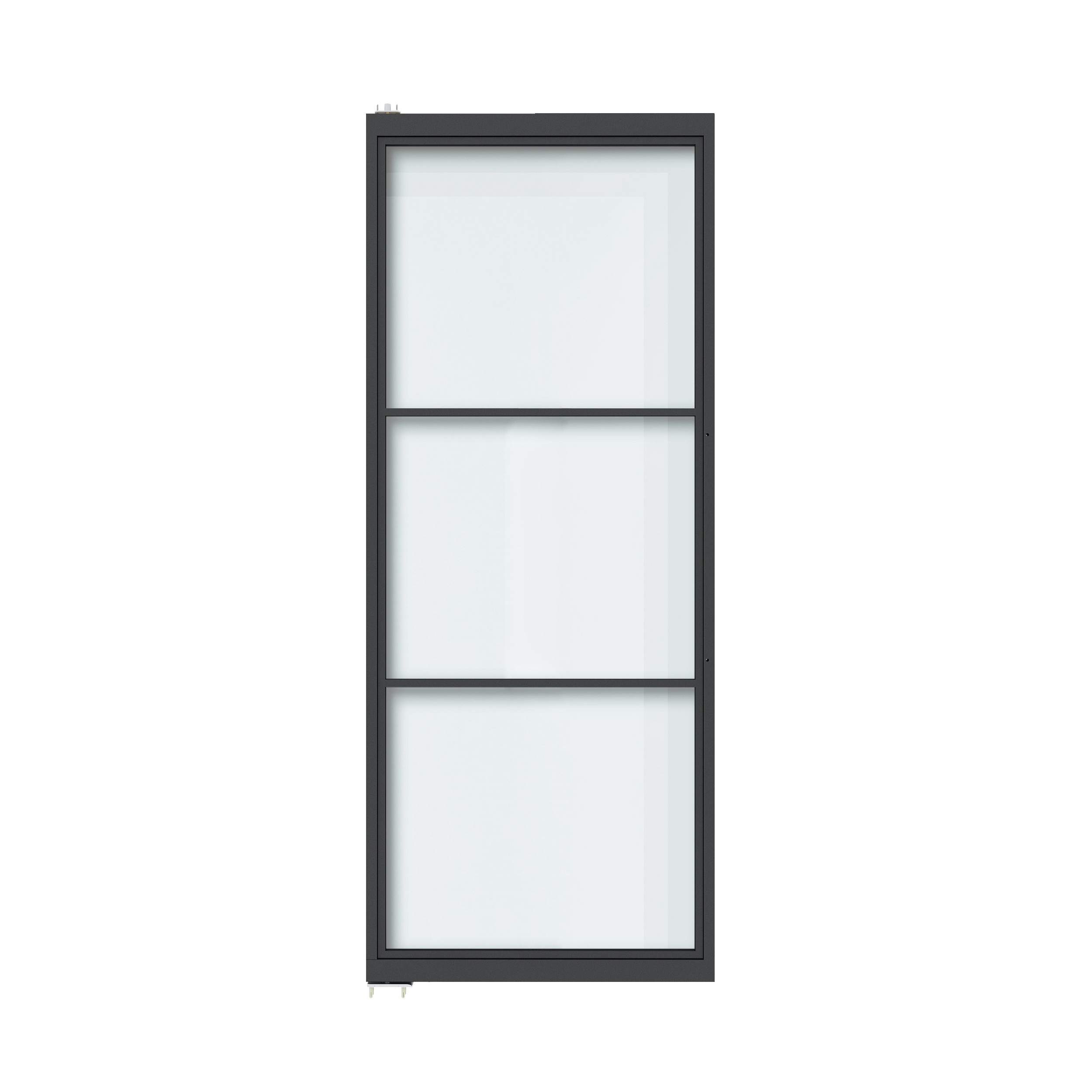 3 Lites Swing Steel Frame Hydraulic door Bi-directional Rotating Interior Clear Glass Barn Door with Door Handles