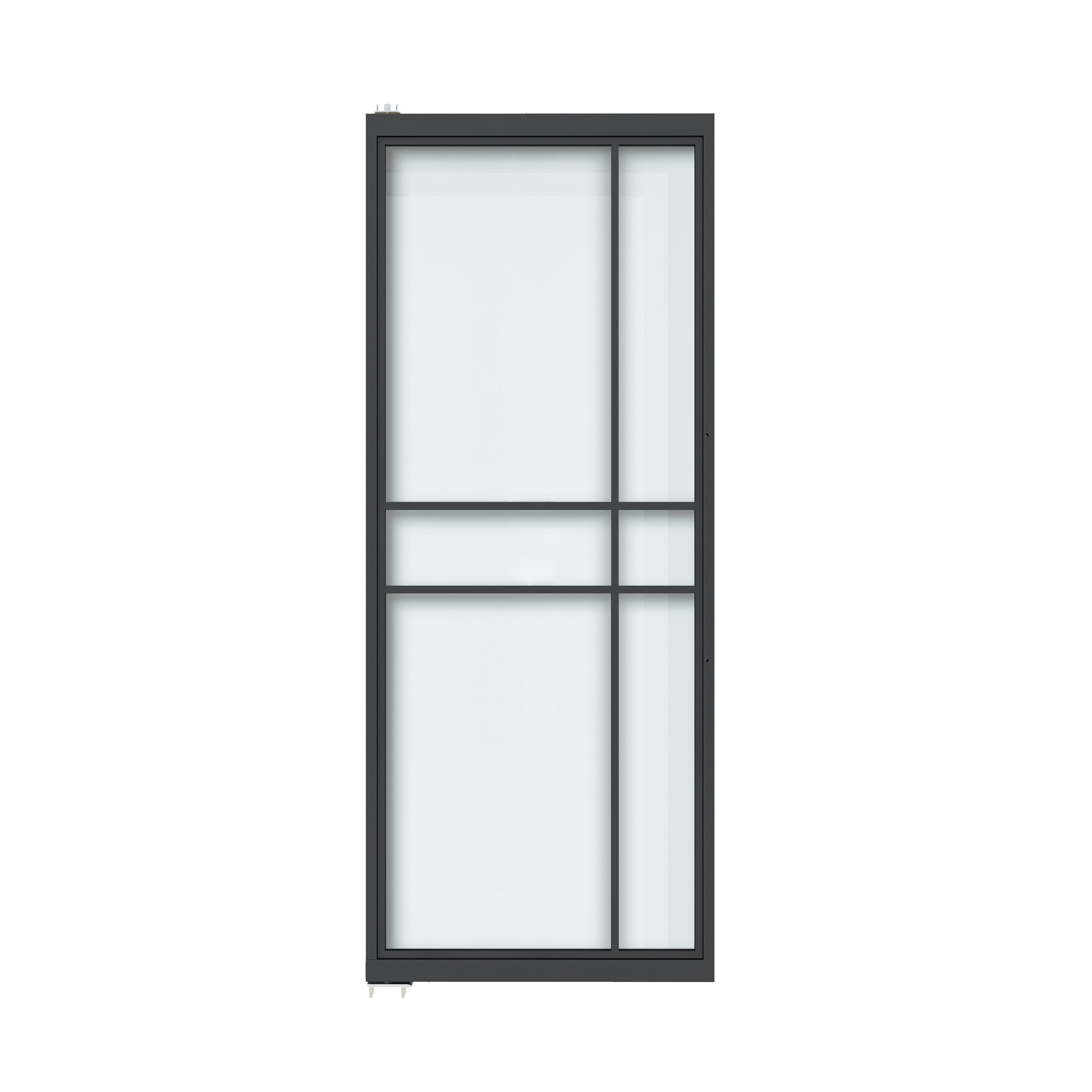 3 Lites Swing Steel Frame Hydraulic door Bi-directional Rotating Interior Clear Glass Barn Door with Door Handles