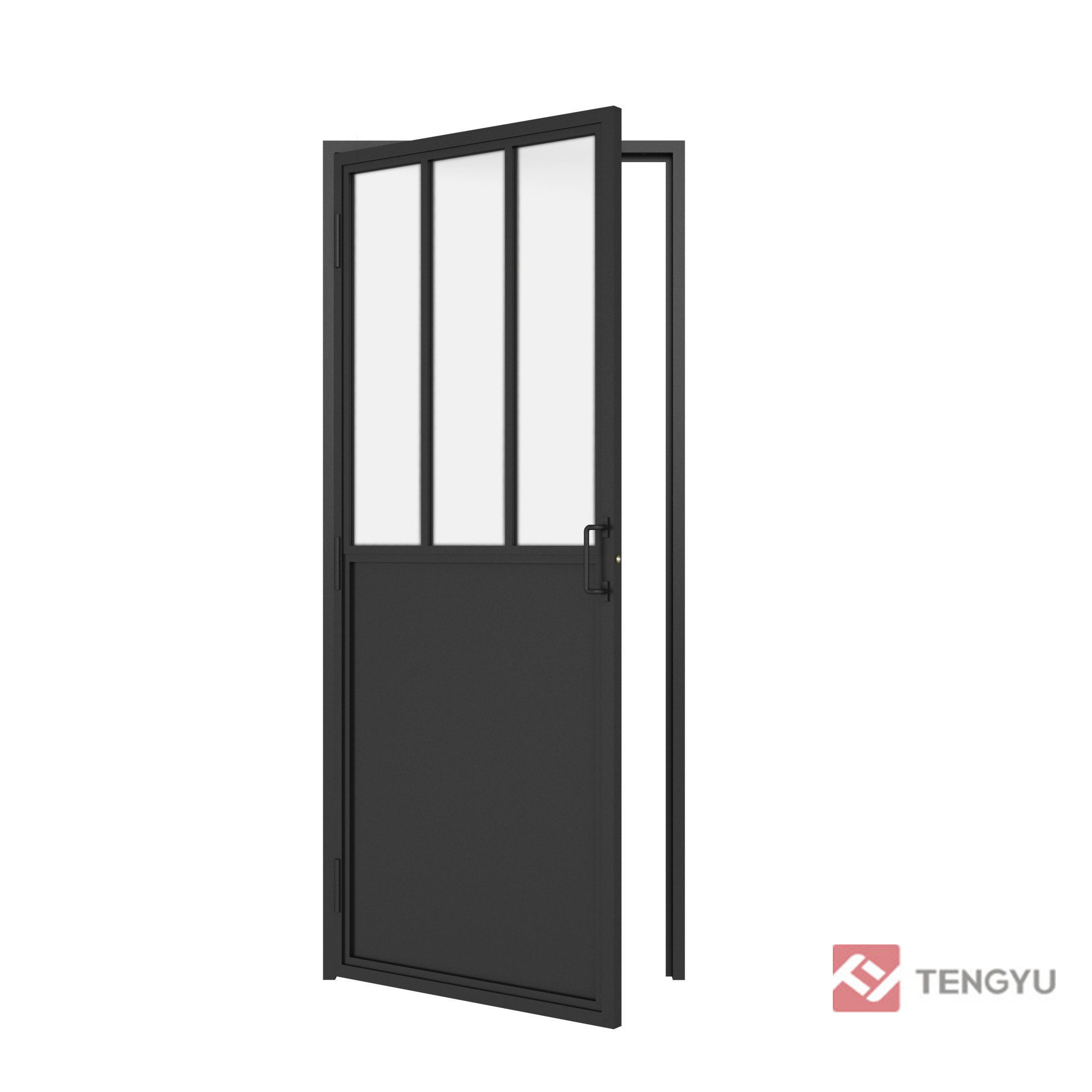 TKM-YY03 Tengyu Interior Swing Door, Steel Frame Glass Swing Door