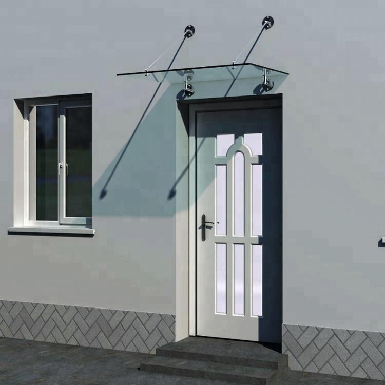 Fronted glass door canopy /Glass rain canopy  awnings with stainless steel hardware