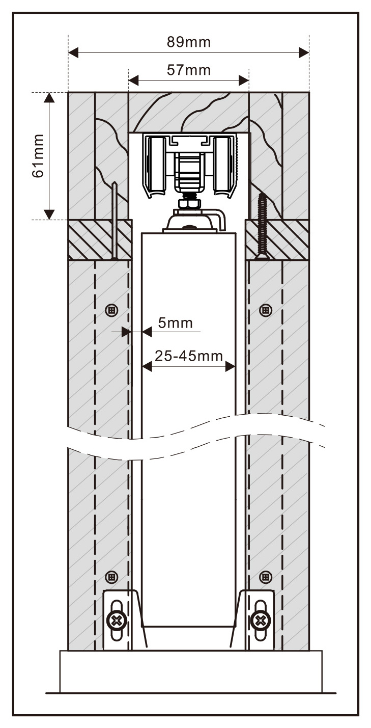 Simple design pocket door, hidden barn door accessories, hidden sliding barn door hardware kit