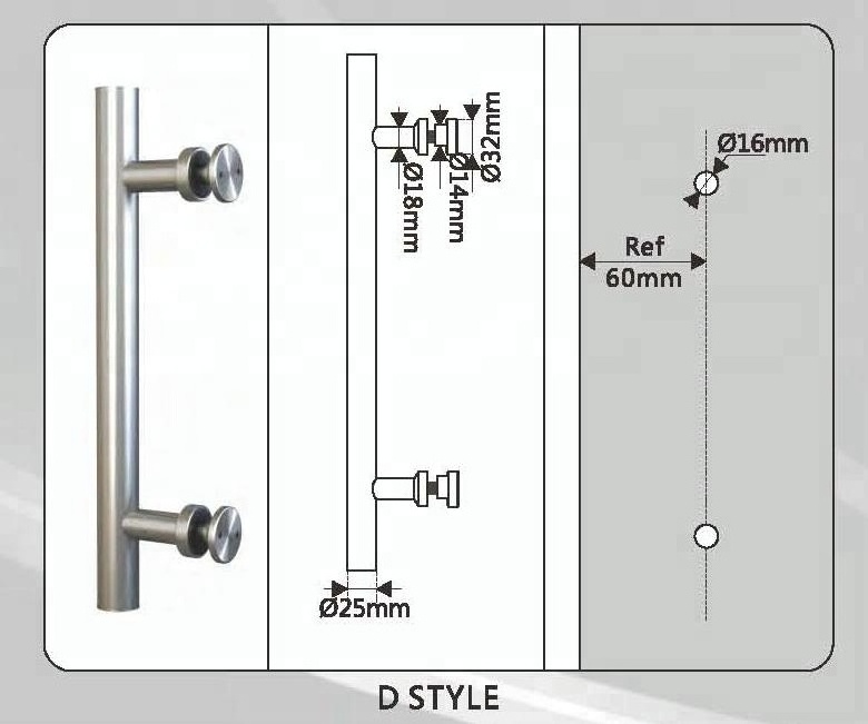 H Shaped stainless steel  door  handles for office glass sliding barn doors