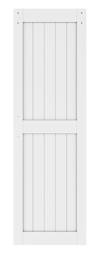 26in x 84in Knocked down version H style white wooden barn door,DIY Assembly