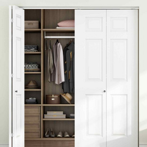 2024 New Style Hollow Core White Molded Bifold Bypass 4 Panels Closet Door with Sliding Hardware