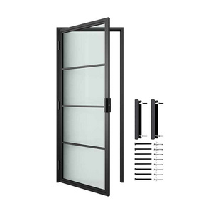 Steel Door with Glass Loft Style 4 lites Swinging Door