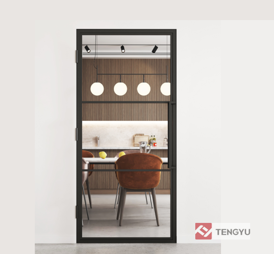 TKM-YY03 Tengyu Interior Swing Door, Steel Frame Glass Swing Door