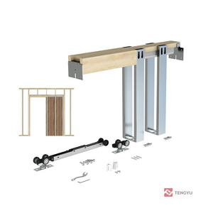 Tengyu Pocket Door Hardware Kit with Steel Tube Uprights Interior Aluminum Sliding Door System