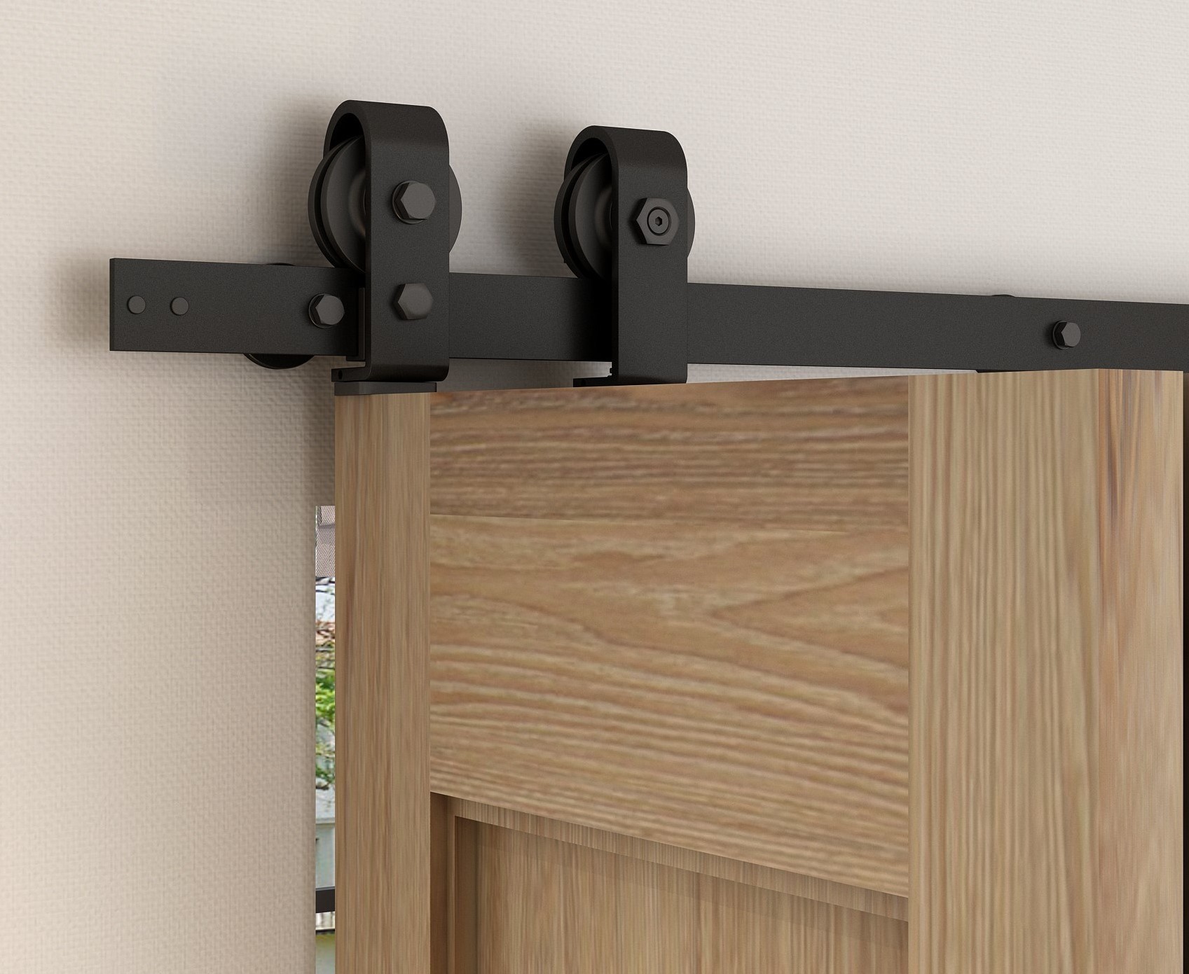 Warehouse Sliding Door Hardware Black Steel Track Bi-fold Wooden Door For Closet or Wardrobe