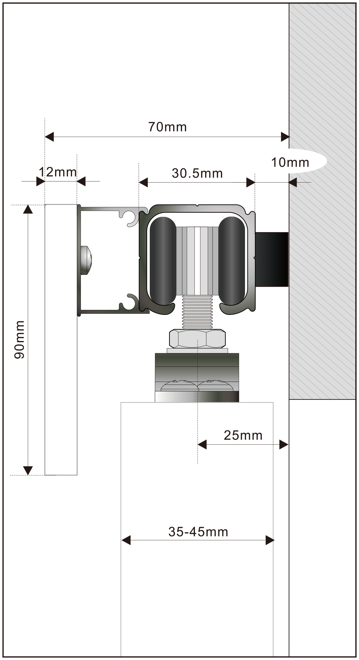 Aluminum Flat Rail For Barn Door,With Sliding Barn Door Hardware Interior Low Cost Accessories Kit