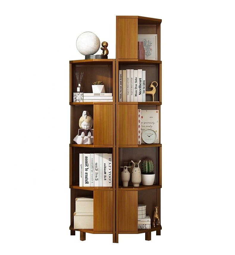 105CM NEW STYLE  3 Tier Corner Shelf Unit,Standing Tall Corner Bookcase Multipurpose Shelving Unit Wooden Display Bookshelf