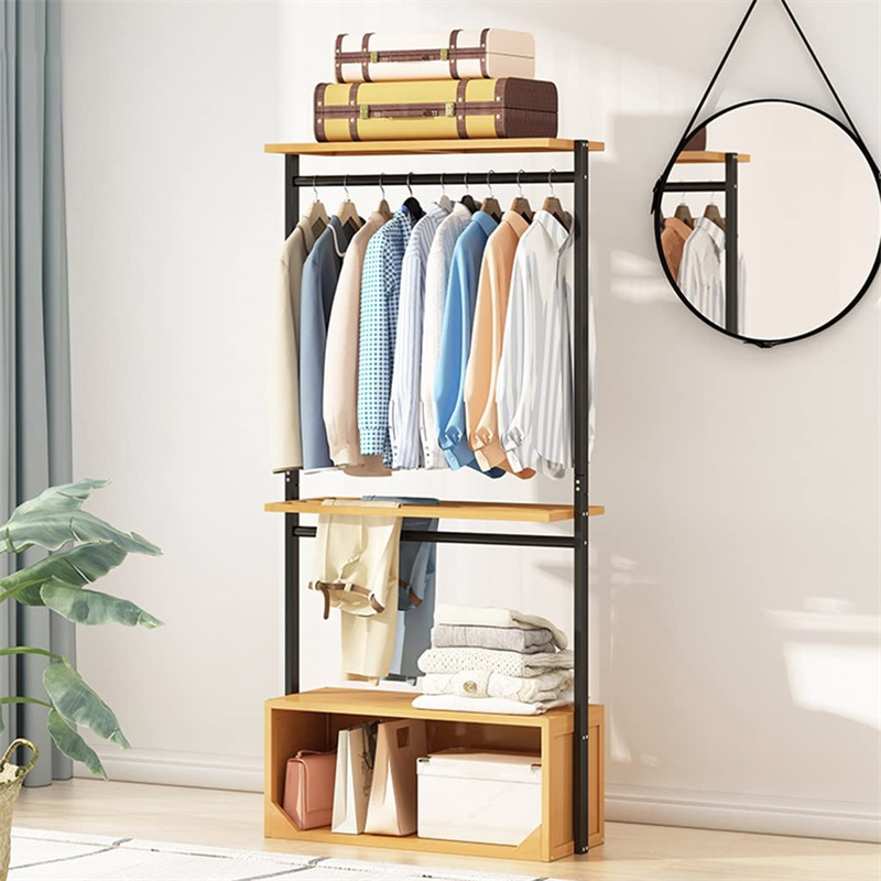 78cm- Hallway Storage Unit - Coat Rack Stand Tall Hall Tree & Shoe Storage Bench,Black Metal Frame - for Clothes Hats Umbrellas