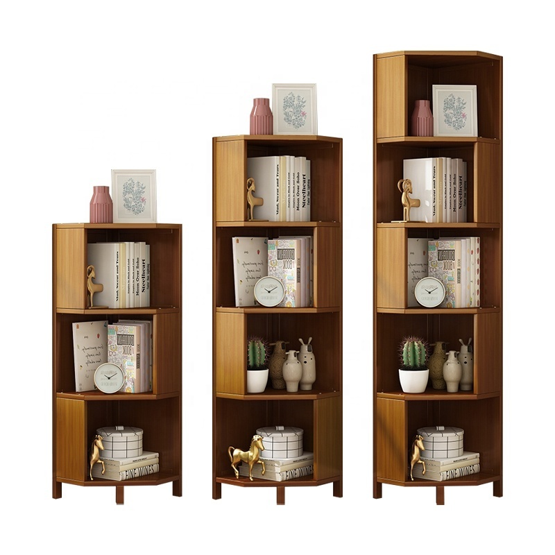 105CM NEW STYLE  3 Tier Corner Shelf Unit,Standing Tall Corner Bookcase Multipurpose Shelving Unit Wooden Display Bookshelf