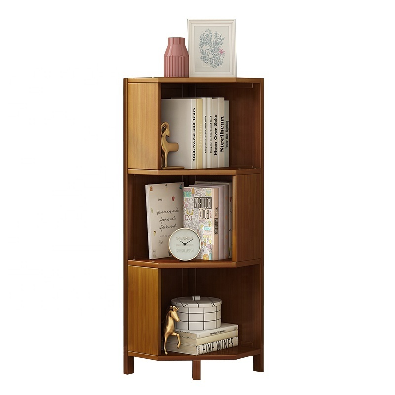 105CM NEW STYLE  3 Tier Corner Shelf Unit,Standing Tall Corner Bookcase Multipurpose Shelving Unit Wooden Display Bookshelf