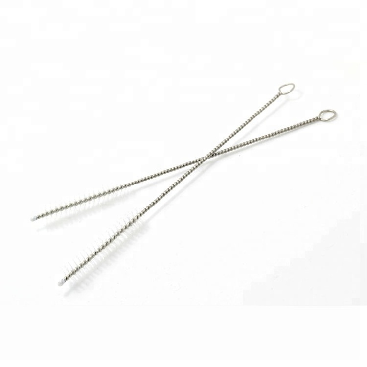 Stainless steel wire nylon straw cleaning brush in diameter 7mm good for regular size straws customized length available