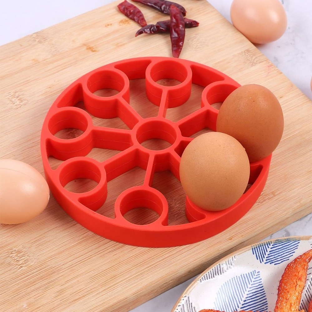 Silicone Egg Steamer Egg Cooker Egg Tray Creative Kitchen Cooking Tool Reusable 9 Cavity Round Silicone Pancake Maker Mould