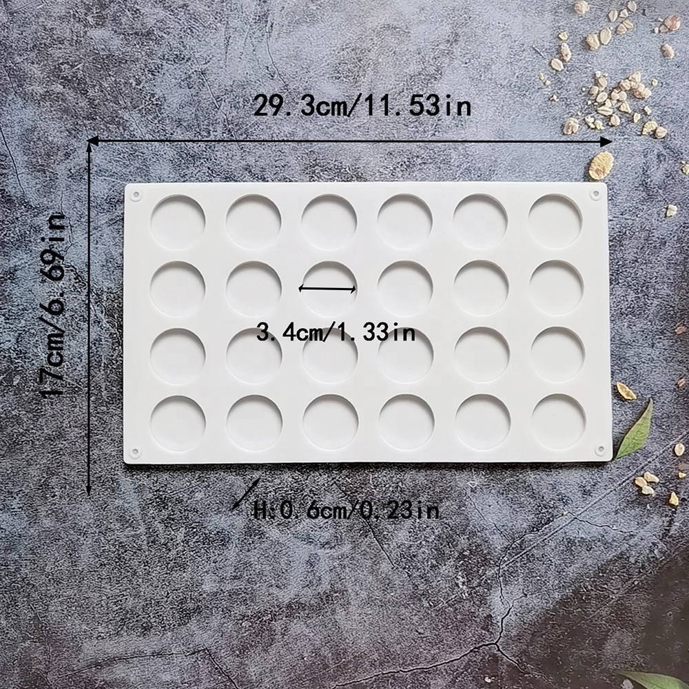 24 Holes Round Slice Chocolate Mold Silicone Mold Cake Plugin Decorative Baking Tools Candy Biscuit Sugar Mould