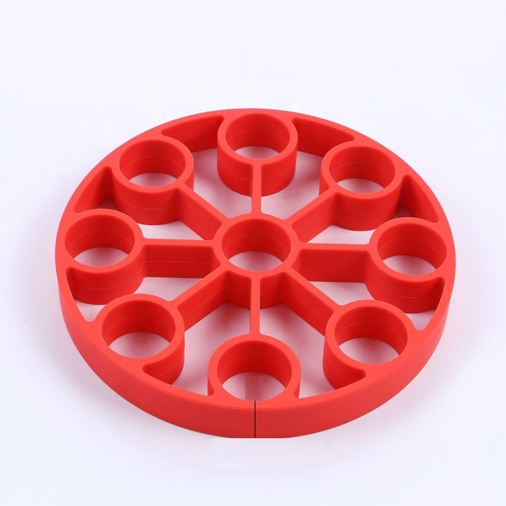 Silicone Egg Steamer Egg Cooker Egg Tray Creative Kitchen Cooking Tool Reusable 9 Cavity Round Silicone Pancake Maker Mould