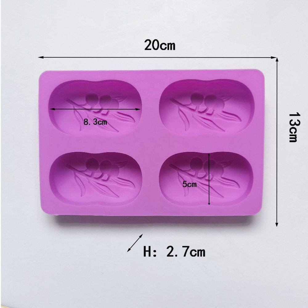 4 Holes Handmade Soap Silicone Mold Soap Making Form Olive Tree Pattern DIY Crafts Supplies Cake Chocolate Decorating