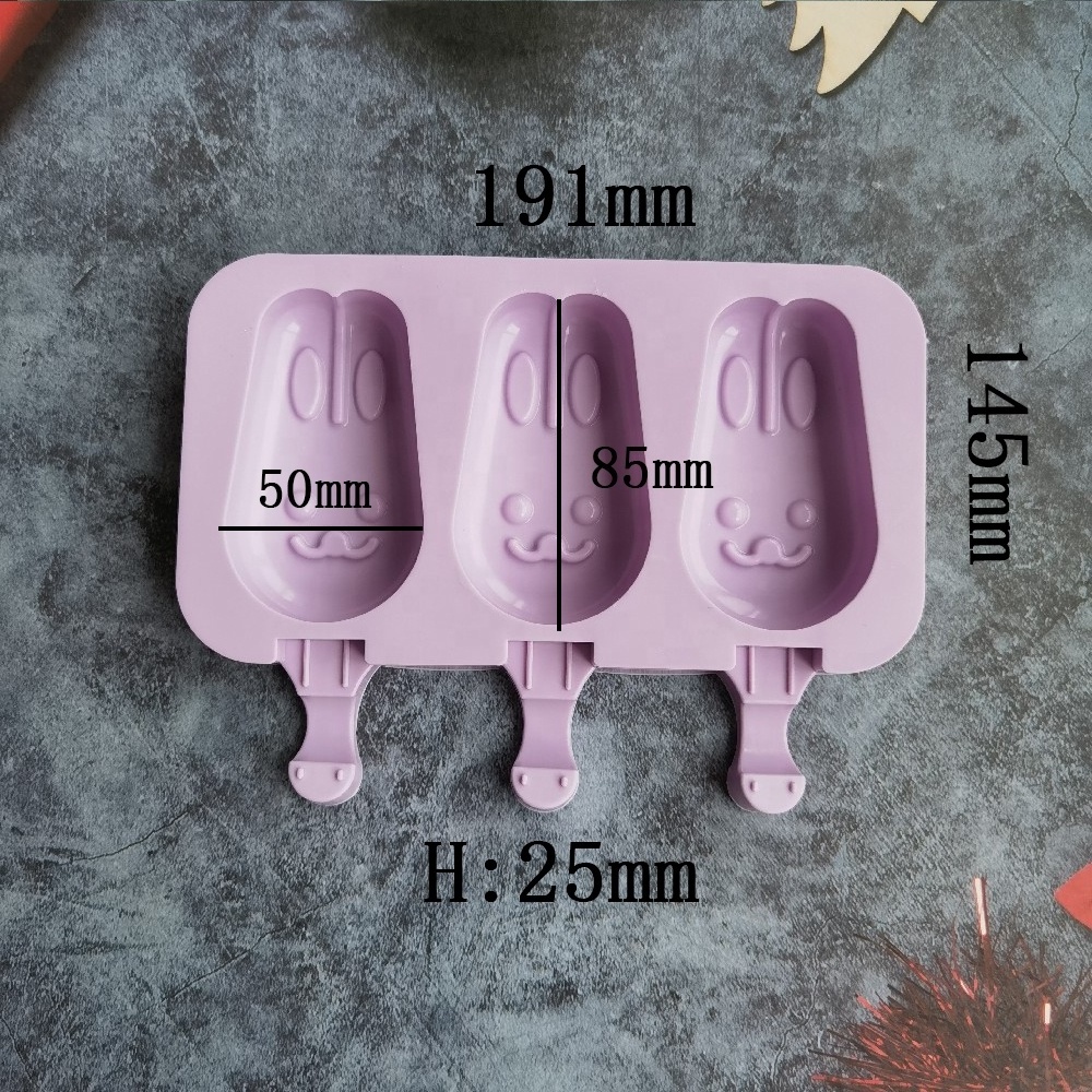 Cartoon Monster rabbit Ice Cream Silicone Mold Bunny Bear Popsicle Ice Cube Tray Mold Cheese Gift Kitchen Accessories