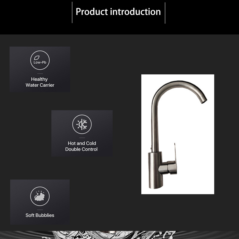 Brushed Bar Prep Kitchen Sink Faucet with Single Handle Hot Cold Mixer Tap 304 Solid Stainless steel faucet mixer