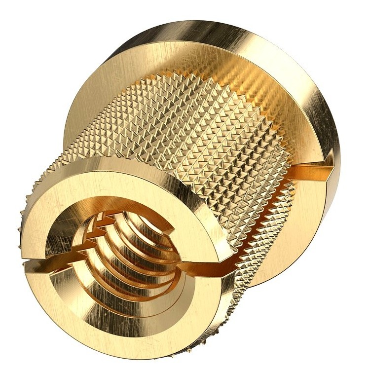 Hard Wear-Resistant Knurled Brass Round Nut insert m3 for plastic cnc machining parts