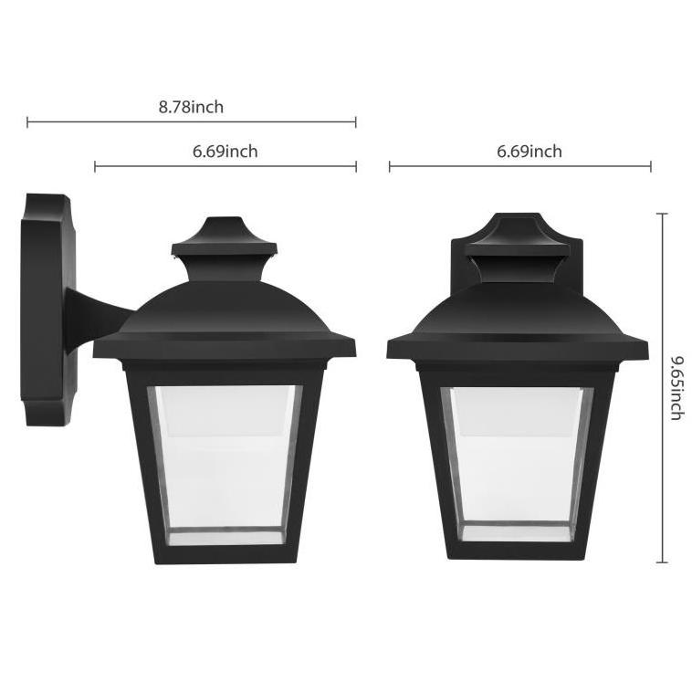 P746-LED IP44 black outdoor wall mount lantern Lighting PC Porch Backyard Garden Exterior led lantern Wall Lamp