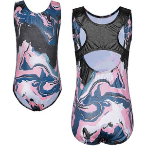 Black Blue Pink Color Spray Design Rhythmic Gymnastics Aerobics Competition Kids Girls Leotards