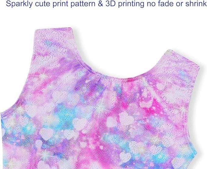 Mesh Fabric Breathable Dance Leotard Full Print Spray Color Design Kids Gymnastic Ballet Practice Leotards