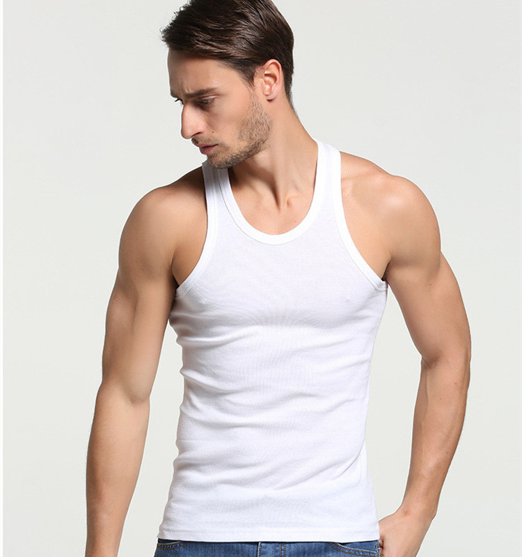 White Ribbed Tank Top Men Fitness Clothing Sport Gym Vest For Men Stringer Tank Top