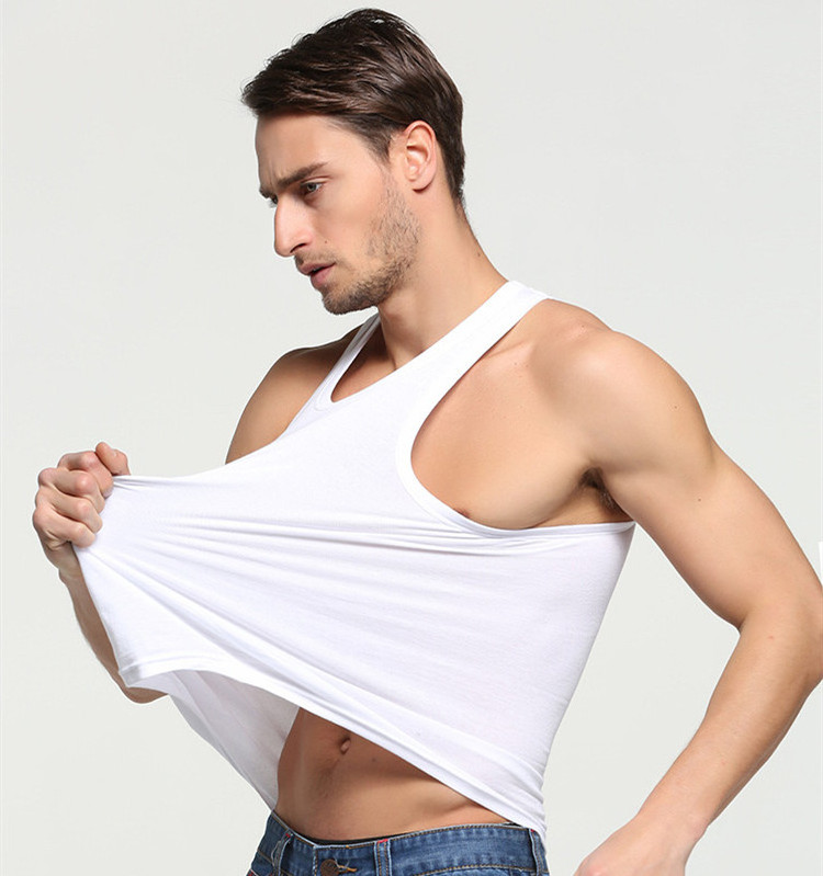 White Ribbed Tank Top Men Fitness Clothing Sport Gym Vest For Men Stringer Tank Top