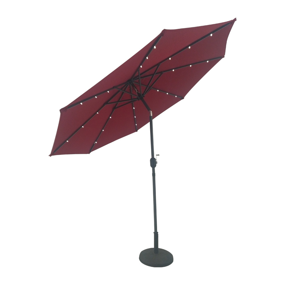 Acrylic Olefin Solution-dyed Polyester Commercial Patio Hotel Outdoor Umbrella Solar With Led Lights