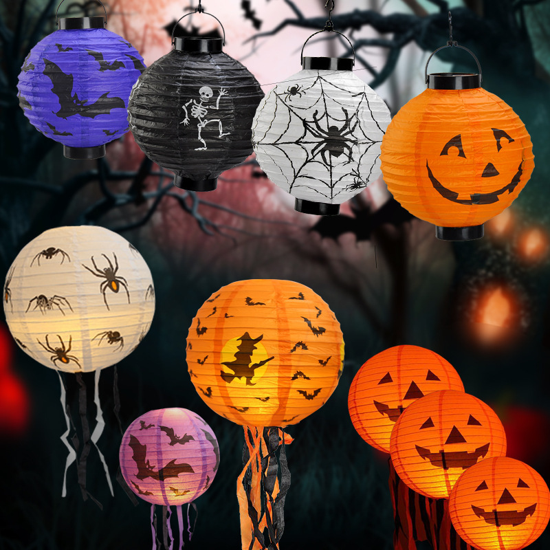 Halloween Pumpkin Paper Lantern Jack o lantern Witch Bat Ghost Festival Props Halloween Decorations Hanging Lantern