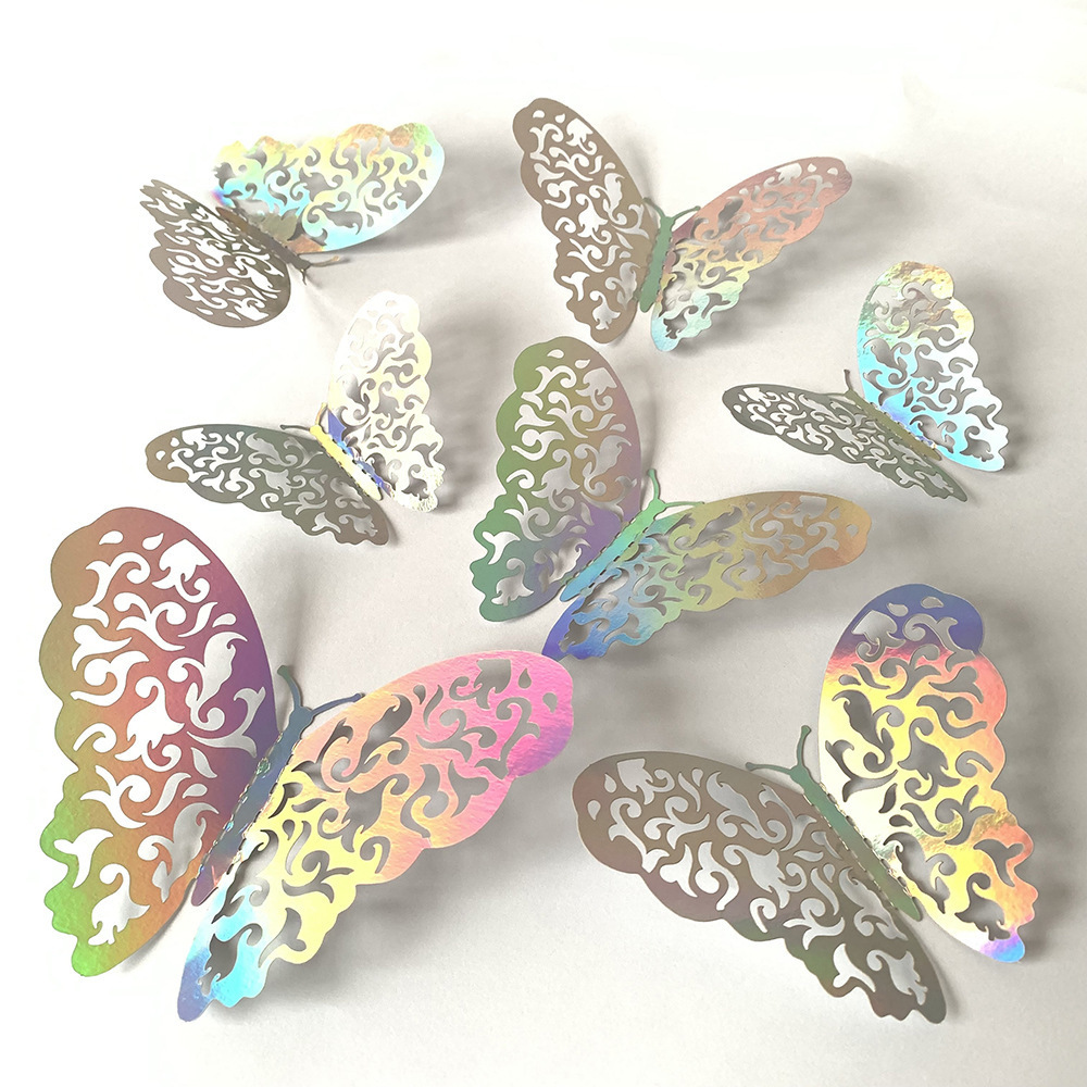 12 Pcs Hollow 3D Butterfly Wall Sticker Butterfly Home Decor Happy Birthday Day Party Decoration 3d Wall Sticker