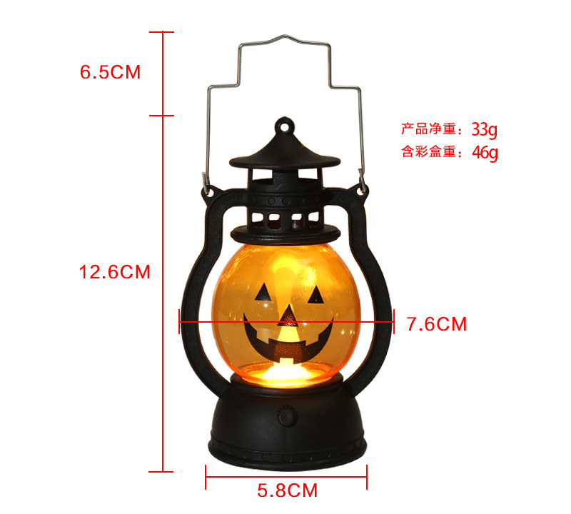 New Halloween Lantern Handheld Pumpkin Lantern Skeleton Halloween Decorations Oil Lamp Atmosphere Prop LED Light