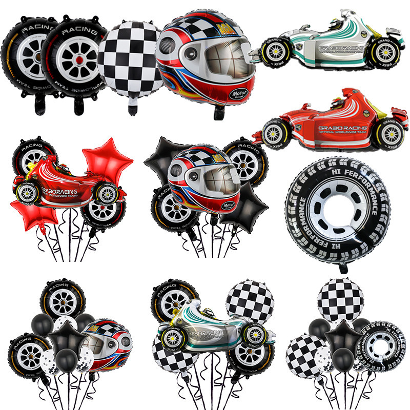 New Style Race Car Balloon Set Racing Car Wheel Ballon Party Supplies Racing Party Decoration Tire Foil Balloons Helium Globos