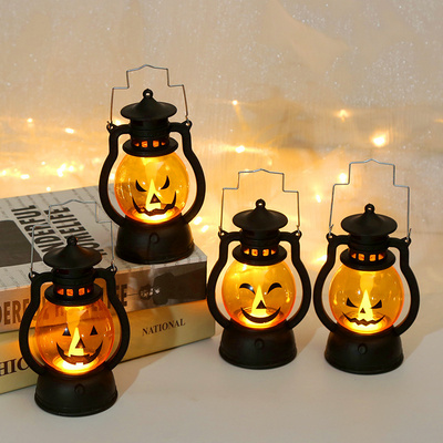 New Halloween Lantern Handheld Pumpkin Lantern Skeleton Halloween Decorations Oil Lamp Atmosphere Prop LED Light