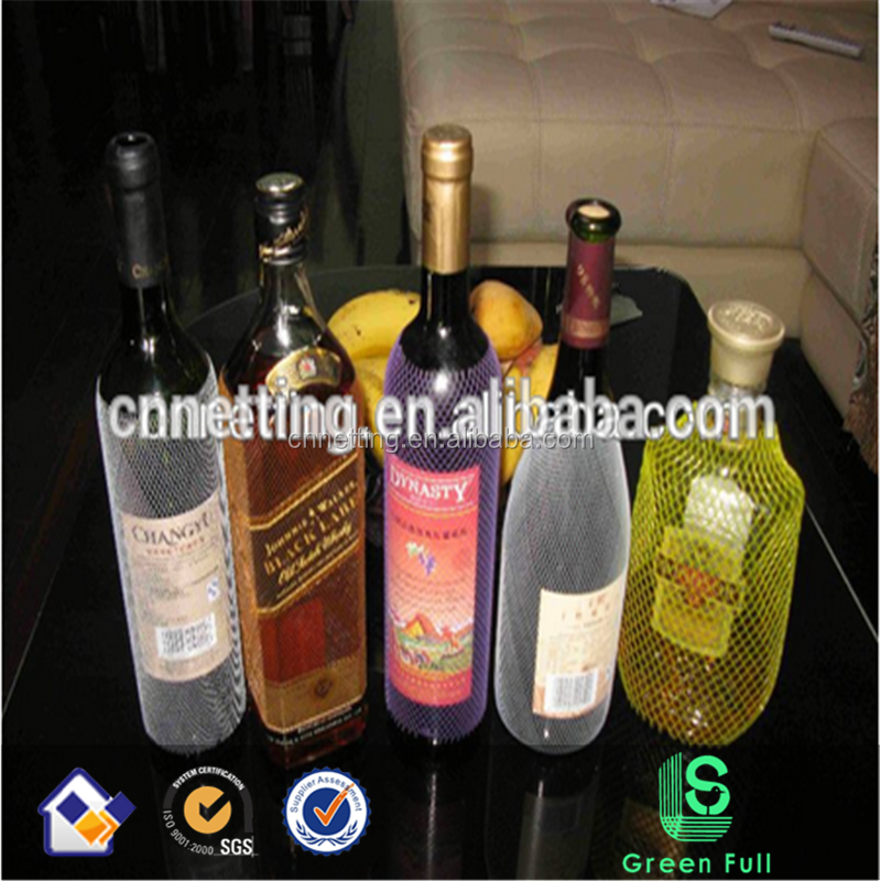 plastic PE wine bottle protective net/ foam bottle socks/ bottle sleeve net