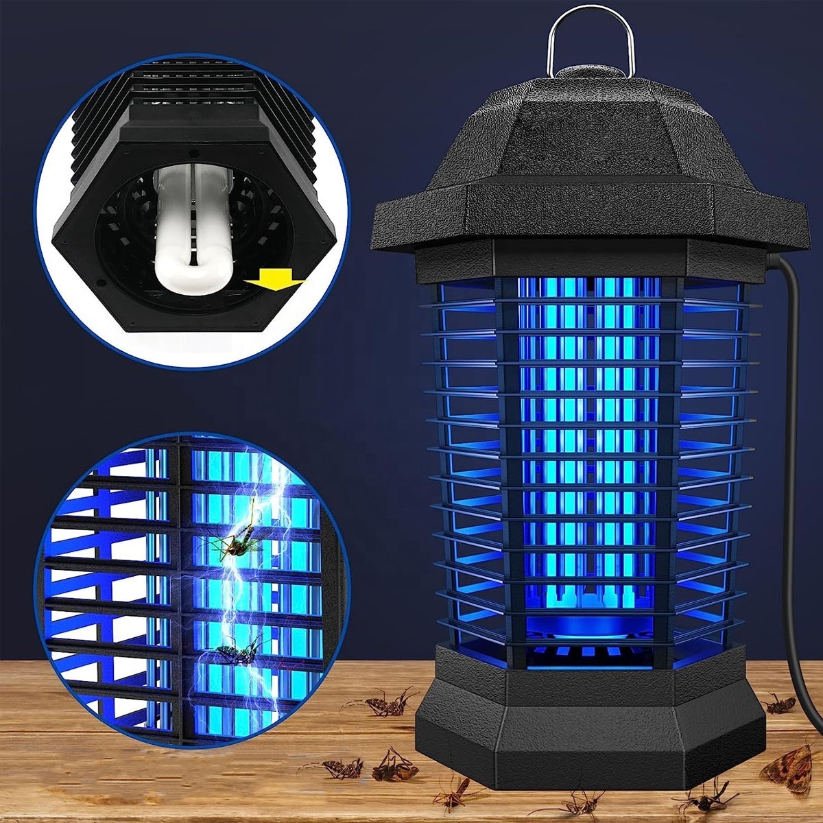 Bug Zapper Outdoor Electric, Mosquito Zapper, Fly Traps, Fly Zapper, Mosquito Killer, 90-130V, ABS Plastic (Black)