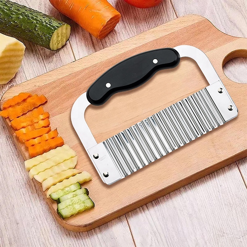 Kitchen Tools Stainless Steel Carrot Chip Vegetable Crinkle Wavy Chopper Cutter French Fry Slicer Manual Wavy Potato Chipper