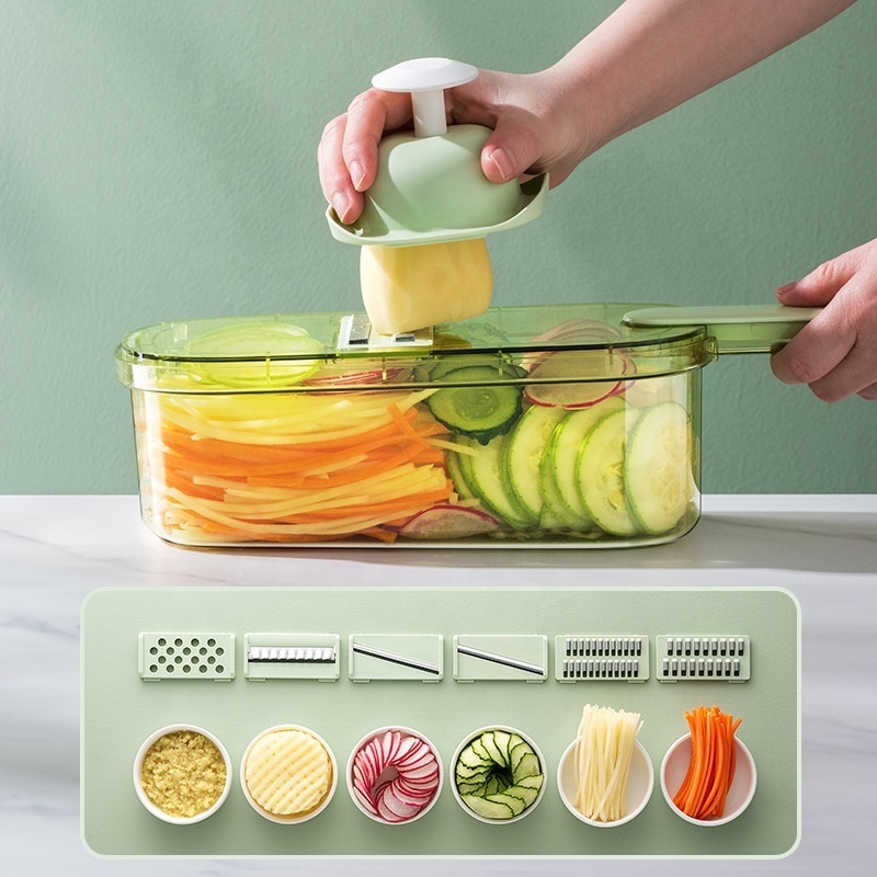 6 in one Multifunctional Vegetable Cutter with Container Peeler Potato Kitchen Vegetable Chopper Slicer Dicer Carrot Chopper