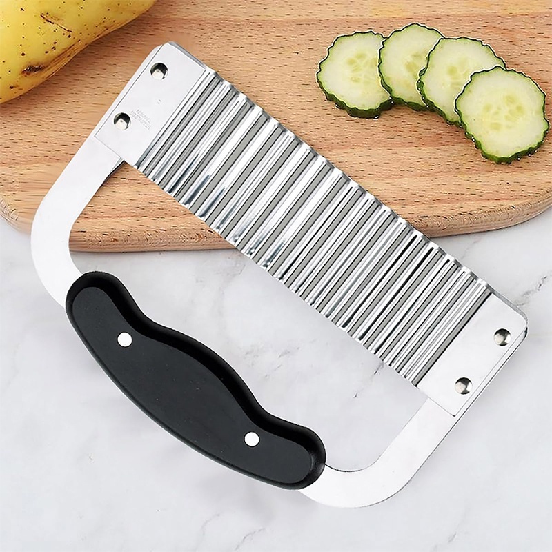 Kitchen Tools Stainless Steel Carrot Chip Vegetable Crinkle Wavy Chopper Cutter French Fry Slicer Manual Wavy Potato Chipper