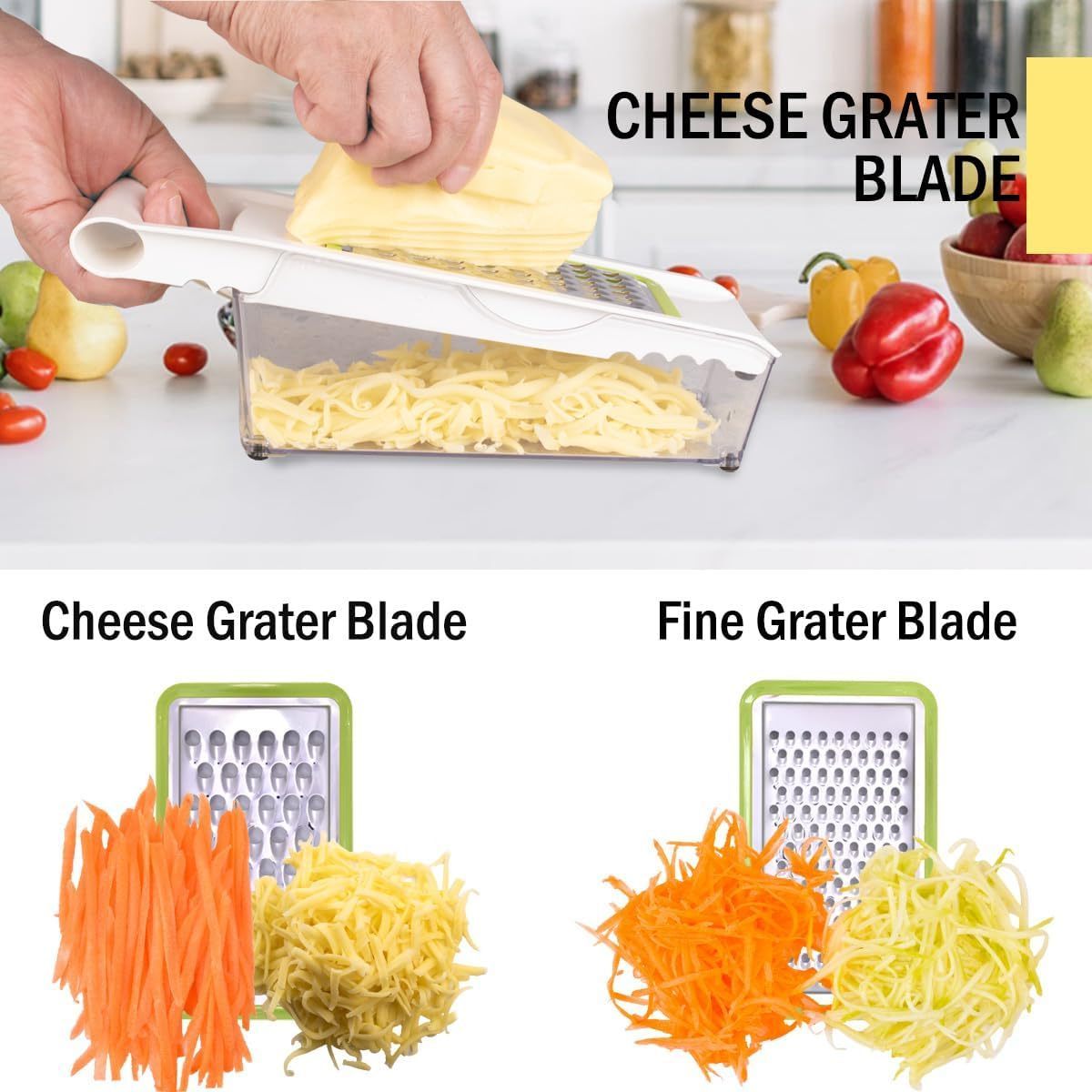 Multi Purpose Vegetable Slicer, Cheese Grater with Container,5 In 1 Mandoline Slicer for Kitchen