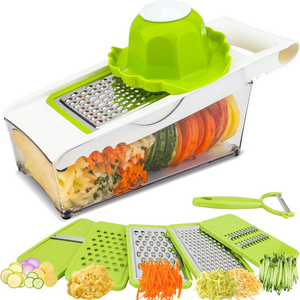 Multi Purpose Vegetable Slicer, Cheese Grater with Container,5 In 1 Mandoline Slicer for Kitchen