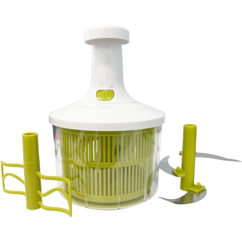 3 in 1- Vegetable Chopper, Salad Spinner, Egg Mixer, Multifunction Manual Food Processor