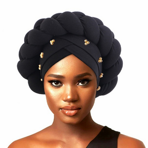 Auto Gele African  Headtie Islamic Hat For Ladies Head Wraps Nigerian Wedding Hat Muslim Turban for Women