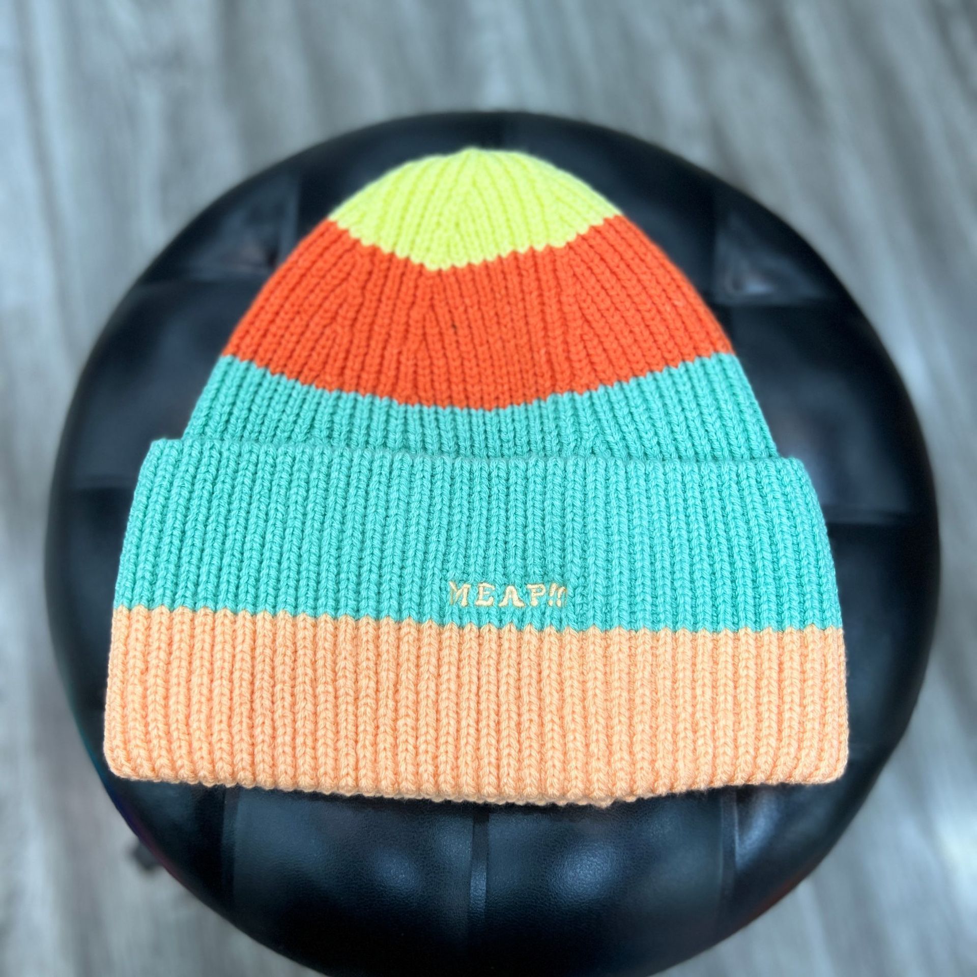 Custom Cheap Men Women Colorful Striped Cuffed Knitted Hat Simple Colorblock Winter Acrylic Beanie